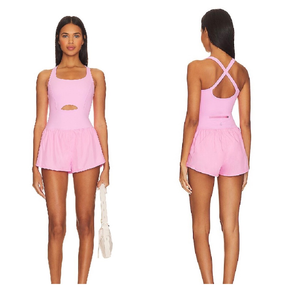 FP Movement Free People Righteous Runsie Summer Lovin Pink Romper Med‎ (I)